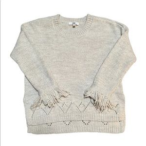 Sweater with fringe sleeves